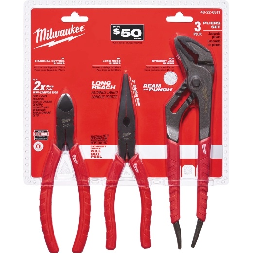 Picture of Milwaukee Electric Tool 48-22-6331 Comfort Grip Pliers Kit - 3 Pc